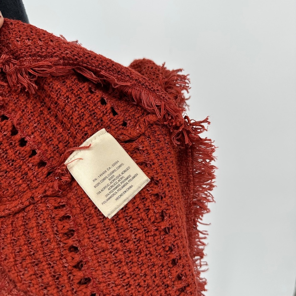 Anthropologie Pepin Crochet Knit Fringe Tank Top Orange Rust Boho Women's Small - Picture 7 of 8